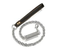 XYRTHSKO Cuerda de tracción for Perros Acero Inoxidable Dorado con Resorte Amortiguador, Correa Cadena a Prueba explosiones, Compatible Grandes, Pitbull, dóberman, Bully(Silver)