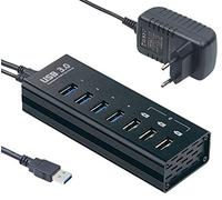 Xystec Hub USB 3.0 Activo con 4 Puertos de Datos y 3 Puertos de Carga rápida BC 1.2, 4 A