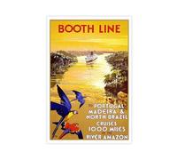 XYSWDD Póster de viaje vintage de ruta a Portugal, Madeira, norte de Brasil, 1000 millas por el Amazonas, póster de viaje vintage para pared, póster e impresiones estéticas para habitación, dormitorio