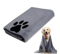 XYTAHDM 1 Pieza 50x100cm Toallas Baño Perros,Toalla de Mascota de Microfibra con Estampado de Pata Bordada,Toalla Perro Secado Rapido,para Cachorros, Gatos y Mascotas Pequeñas (Gris)