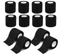 XYTAHDM 12Rollos 5cmX4.5m Venda Cinta Bendaje Adhesiva,Venda Cohesiva,Vendaje Autoadhesivo Deportiva Tape,Vendas autoadhesivas para Crossfit, Futbol, Fisioterapia y Veterinaria(Negro)