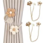 XYTAHDM 2 Piezas Alzapaños Cortinas, Tiebacks de Cortina Trenzados a Mano,Retención de Cuerda de Cortina Cortinas Decoración de Sala de Estar para Dormitorio Salón y Oficina (Beige)