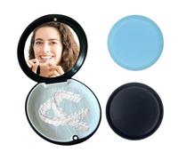 XYTAHDM 2 Piezas Caja para Aparatos Ortopédicos, con Espejo,caja de Retenedor,caja Ortodoncia,Porta Apparecchio Denti,Caja Dentadura Postiza,Dentale Contenitore Per Protesi Dentarie,Negro+Azul