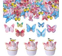XYTAHDM 40 Piezas Mariposas para Decoración de Tartas,Adornos para Tartas de Mariposa,Mariposas Decoración de Pastel,Decoración para Tarta de Cumpleaños para Fiestas de Cumpleaños Bodas Multicolor
