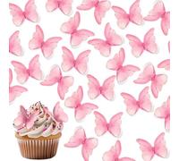 XYTAHDM 48 Piezas Mariposas para Decoración de Tartas, Adornos para Tartas de Mariposa,Mariposas Decoración de Pastel,para Decoración para Tarta de Cumpleaños para Fiestas de Cumpleaños Bodas Rosa
