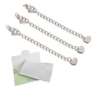 XYTAHDM Pack de 3 Cadenas Extensibles de Plata de Ley 925,Extensión de Cierre de Pulsera para Hacer Joyas,para Alargar Tus Collares y Pulseras