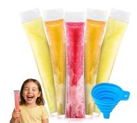 XYTAHDM Paquete de 100 bolsas para moldes de helado, con embudo,Moldes para Helados, sin BPA,Molde para bolsas de popsicle,para Yogur,Helado,Jugo(5.5 x 28 cm)