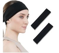 XYTAHDM - Paquete de 2 bandas elásticas negras antideslizantes para el sudor para mujeres que corren, andan en bicicleta, hacen yoga y hacen ejercicio