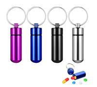 XYTAHDM Paquete de 4 Pastilleros Pequeños de Aluminio con llavero,Mini Impermeable Pastilleros Portátiles,Pastillero Viaje,Pastillero Llavero Pequeño,para Acampar al Aire Libre, Viajes