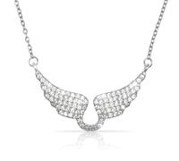 XYTDM Collar con colgante de corazón con lazo para mujer, cristal blanco, delicado chapado en plata, gargantilla de corazón para regalos, 0, Metal, Sin gemas