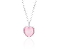 XYTDM Collar con colgante de corazón de piedra lunar, piedra translúcida blanquecina, collar con colgante de corazón de cristal blanco, joyería de plata para mujeres, regalos de moda para ella, 0,