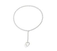 XYTDM Collar con colgante de corazón hinchado para mujer, chapado en oro y plata, collar de cadena larga, 0, Metal, Sin gemas