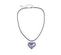 XYTDM Collar con colgante de corazón hinchado para mujer, chapado en oro y plata, collar de cadena larga, 0, Metal, Sin gemas