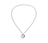 XYTDM Collar con colgante de corazón hinchado para mujer, chapado en oro y plata, collar de cadena larga, 0, Metal, Sin gemas