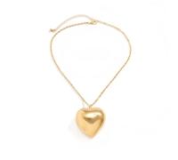 XYTDM Collar con colgante de corazón hinchado para mujer, chapado en oro y plata, collar de cadena larga, 0, Metal, Sin gemas