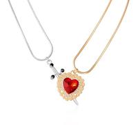 XYTDM Collar con colgante de daga de corazón y circonita roja para mujer, joyería gótica, collar en capas para pareja, 0, Metal, Sin gemas