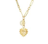 XYTDM Collar con dije para mujer, collar de corazón grueso chapado en oro, gargantilla con colgante de sol, joyería hipoalergénica, 0, Metal, Sin gemas