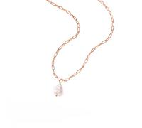 XYTDM Collar de cadena de acero inoxidable chapado en oro de 14 quilates para mujer, delicado collar de oro con colgante de perla, joyería de oro de moda, regalos para mujer, 0, Metal, Sin gemas