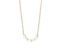 XYTDM Collar de cadena de acero inoxidable chapado en oro para mujer, delicado collar de oro con colgante de perla, joyería de moda para mujeres, 0, Metal, Sin gemas