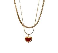XYTDM Collar de cadena de eslabones y cuerda de doble capa para mujer, con colgante cuadrado texturizado, accesorio de joyería de moda, 0, Metal, Sin gemas