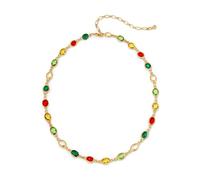 XYTDM Collar de oro para mujer con coloridos diamantes de imitación redondos collares collares OvalGold Gargantillas joyería de moda, 0, Metal, No es una piedra preciosa
