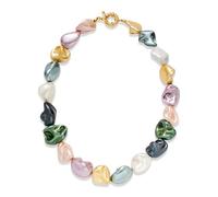 XYTDM Collar de perlas barrocas multicolor hecho a mano para mujer, cierre dorado, joyería texturizada, perlas de moda para fiestas y uso casual, 0, Metal, Sin gemas