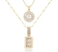 XYTDM Collar personalizado chapado en oro de 14 quilates para mujer, colgante circular redondo de circonita brillante, regalos de joyería delicados y modernos, 0, Metal, Sin gemas