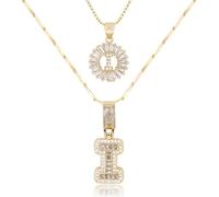 XYTDM Collar personalizado chapado en oro de 14 quilates para mujer, colgante circular redondo de circonita brillante, regalos de joyería delicados y modernos, 0, Metal, Sin gemas