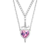 XYTDM Collares de amistad para pareja para mejor amiga, collar con colgante de espada de corazón para mujer, collar a juego para él, ella, regalo del día de San Valentín, 0, Metal, Sin gemas