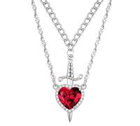 XYTDM Collares de amistad para pareja para mejor amiga, collar con colgante de espada de corazón para mujer, collar a juego para él, ella, regalo del día de San Valentín, 0, Metal, Sin gemas