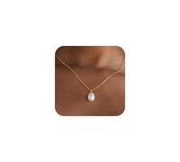 XYTDM Collares de perlas chapados en oro de 14 quilates para mujer, elegantes, delicados con perlas blancas, ideales para bodas, 0, Metal, Sin gemas