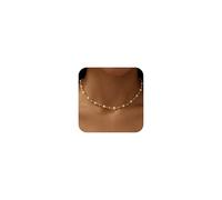 XYTDM Collares de perlas para mujer, delicado collar de perlas chapadas en oro de 14 quilates, perlas blancas simples en forma de Y, collar de cadena fina, elegante joyería de boda para mujer, 0,