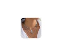 XYTDM Collares en capas de oro para mujer, collar de plata gruesa con clip de moneda, collar apilado, joyería de moda, 0, Metal, Sin gemas