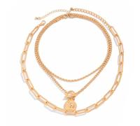XYTDM Collares en capas de oro para mujer, collar de plata gruesa con clip de moneda, collar apilado, joyería de moda, 0, Metal, Sin gemas