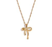 XYTDM Delicados collares con colgante de oro para mujer, hebras de perlas y cadenas de oro con dijes de corazón de lazo, 0, Metal, Sin gemas