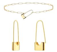 XYTDM Exquisito juego de collar y pendientes con cierre de oro, chapado en oro de 14 quilates, collar de moda y sencillo para mujer, 0, Metal, Sin gemas