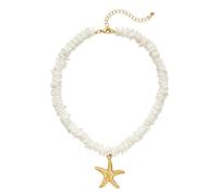 XYTDM Gargantilla ajustable para mujer con colgante de estrella de mar en tono dorado, joyería de playa para vacaciones, moda costera y uso diario casual, 0, Metal, Sin gemas