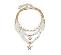 XYTDM Gargantilla ajustable para mujer con colgante de estrella de mar en tono dorado, joyería de playa para vacaciones, moda costera y uso diario casual, 0, Metal, Sin gemas