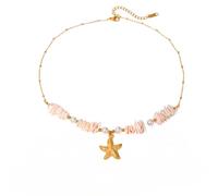 XYTDM Gargantilla ajustable para mujer con colgante de estrella de mar en tono dorado, joyería de playa para vacaciones, moda costera y uso diario casual, 0, Metal, Sin gemas