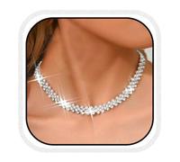 XYTDM Gargantilla de diamantes de imitación, collar de fila de diamantes, collar de cristal brillante, accesorios de graduación para mujer, 0, Metal, Sin gemas