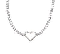 XYTDM Gargantilla de diamantes de imitación de corazón de oro blanco con cristales completos, gargantilla de cristal brillante, accesorios de joyería de fiesta de moda para mujer, 0, Metal, Sin gemas