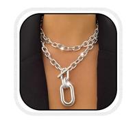 XYTDM Gargantilla gruesa con colgante en capas, cadena punk, collar grueso, accesorios para mujer, 0, Metal, Sin gemas