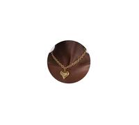 XYTDM Gargantilla gruesa de corazón dorado para mujer, collar de cadena de cable chapado en oro grueso con un colgante de corazón grande con dije de corazón hinchado, 0, Metal, Sin gemas