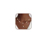 XYTDM Juego de collares de perlas de oro para mujer, chapados en oro de 14 quilates, delicadas perlas en capas, gargantilla de perlas de margarita, collar de oro para mujer, regalos de joyería de moda