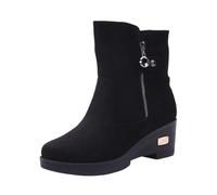 Xytraiihw Botas De Invierno para Mujer, Botines Cortos De Gamuza Botas Antideslizantes con Forro Cálido Botas De Nieve De Gran Tamaño Zapatos De Invierno Zapatos De Plataforma,Negro,42 EU