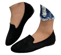 Xytraiihw Mocasines De Gamuza para Mujer, Zapatos Caminar con Punta Puntiaguda Primavera Y Verano Casuales Planos Ocio,Negro,39 EU