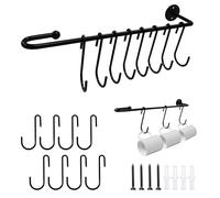 xyuayamz Colgador Tazas, Cuelga Copas con 8 Ganchos, Porta Copas Colgante, Organizador Tazas para Mostrador de Cocina Mostrador Cafetería, Metal, Negro, 1 Pieza