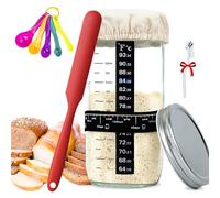 xyuayamz Masa Madre Sourdough Starter Jar Kit, 730ml Juego de Fermentación con Termómetro, Raspador, Metal Para Hornear Masa Madre, Reutilizable Suministros de Fermentación para Hornear en Casa