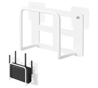 xyuayamz Router Rack, Caja Router Pared, Soporte Router Pared con Diseño Calado, Caja Router para Guardar Routers, Decodificadores y Cables, No Requiere Taladrar, Metal, Blanco