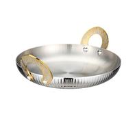 XYUERU Paellera, sartén de acero inoxidable de doble asa, wok for cocinar queso, sartén for cocinar, utensilios de cocina for restaurantes en casa(Silver,18 cm)